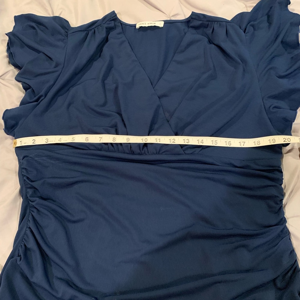 Blue Ruched Ruffled Blouse in size XL - Picture 8 of 8